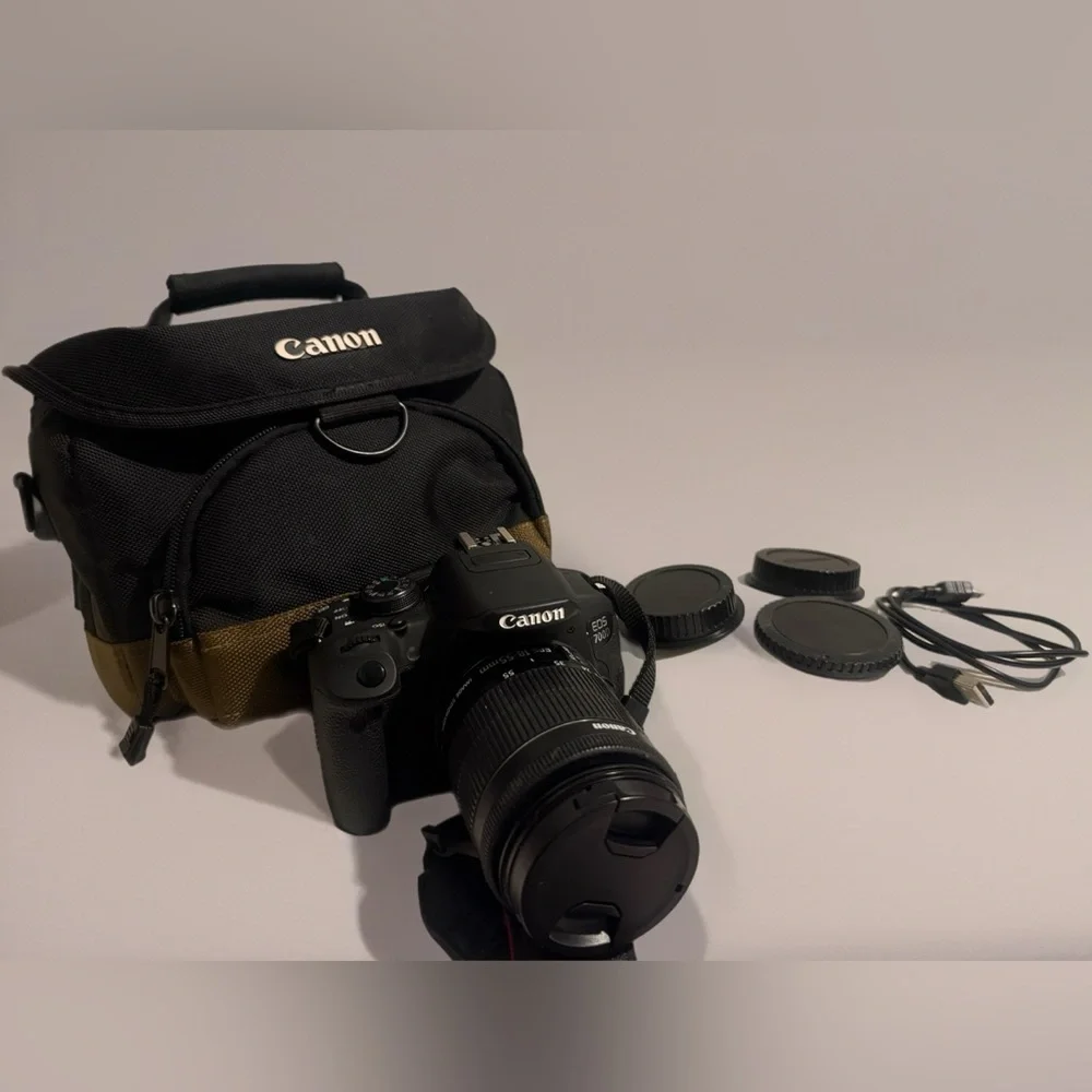 Canon Black DSLR Camera with Bag and Lenses
